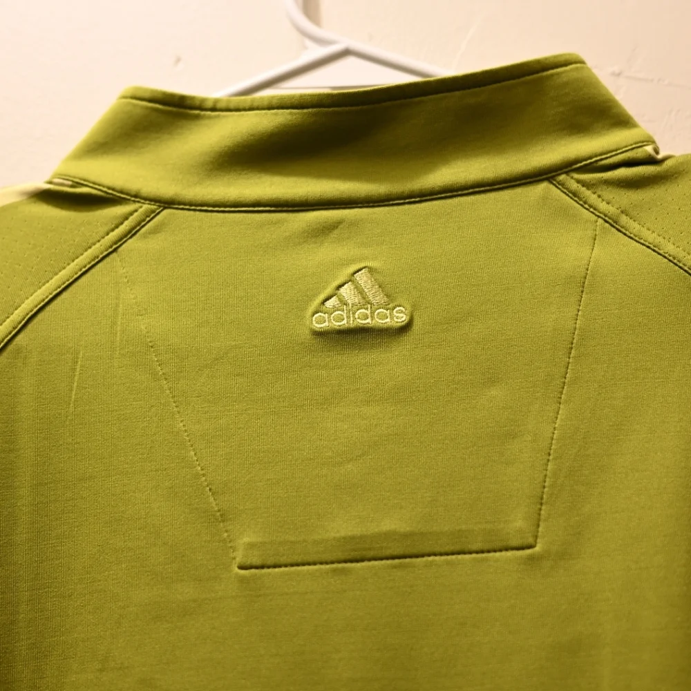 Adidas Quarter 1/4 Zip Short Sleeve Golf Athletic Top Shirt Olive Lime Green XXL